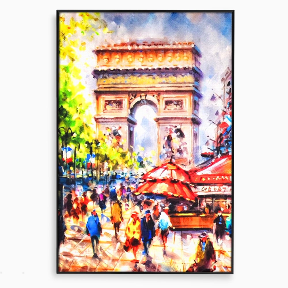 Tablou canvas cu tablou canvas cu arcul de triumf, in rama de aluminiu negru